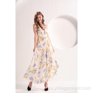 Vestido largo de verano con estampado floral para mujer